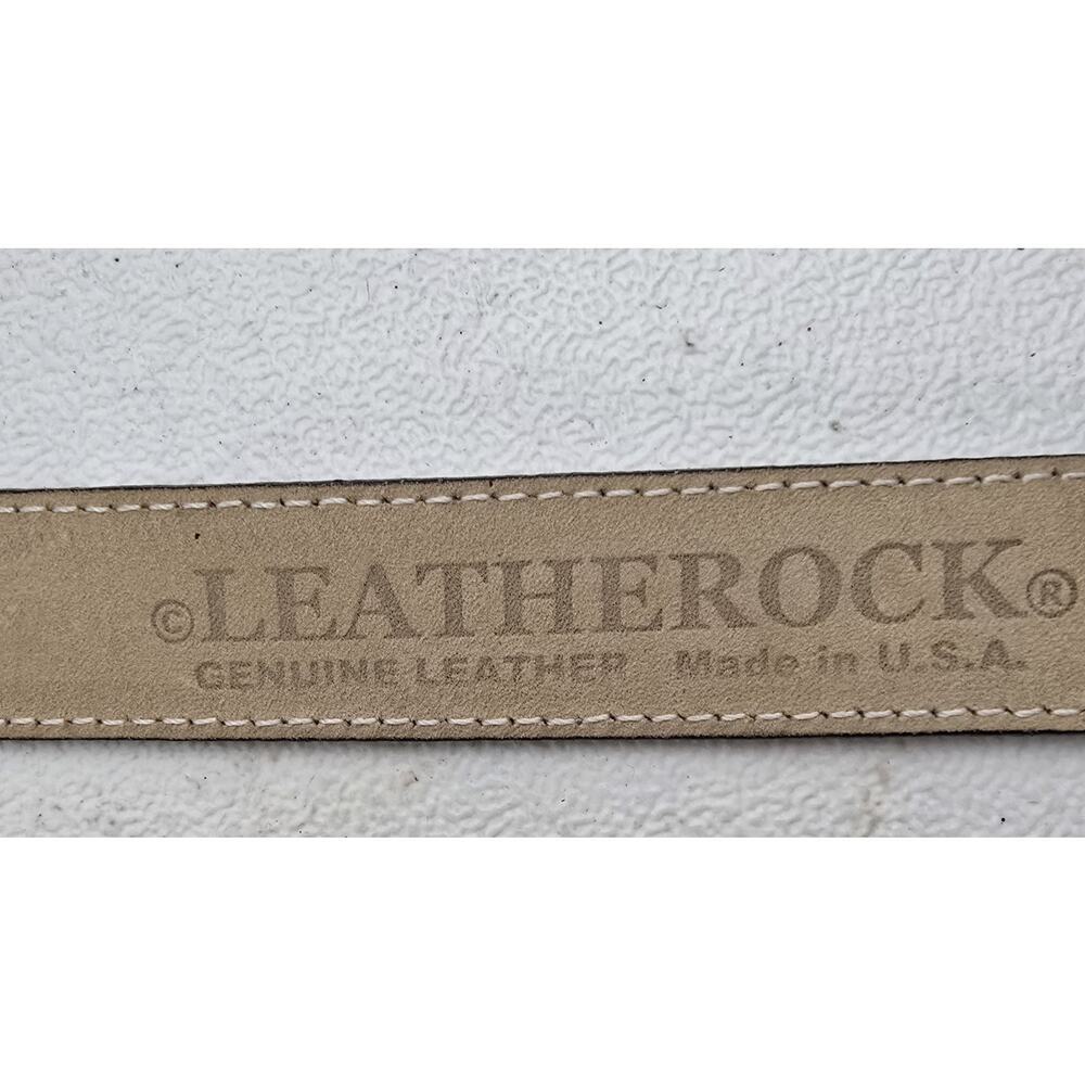 LeatherRock Metallic Silver Leather Belt Rhinestone Buckle Croc Embossed Sz 36” - Picture 12 of 13